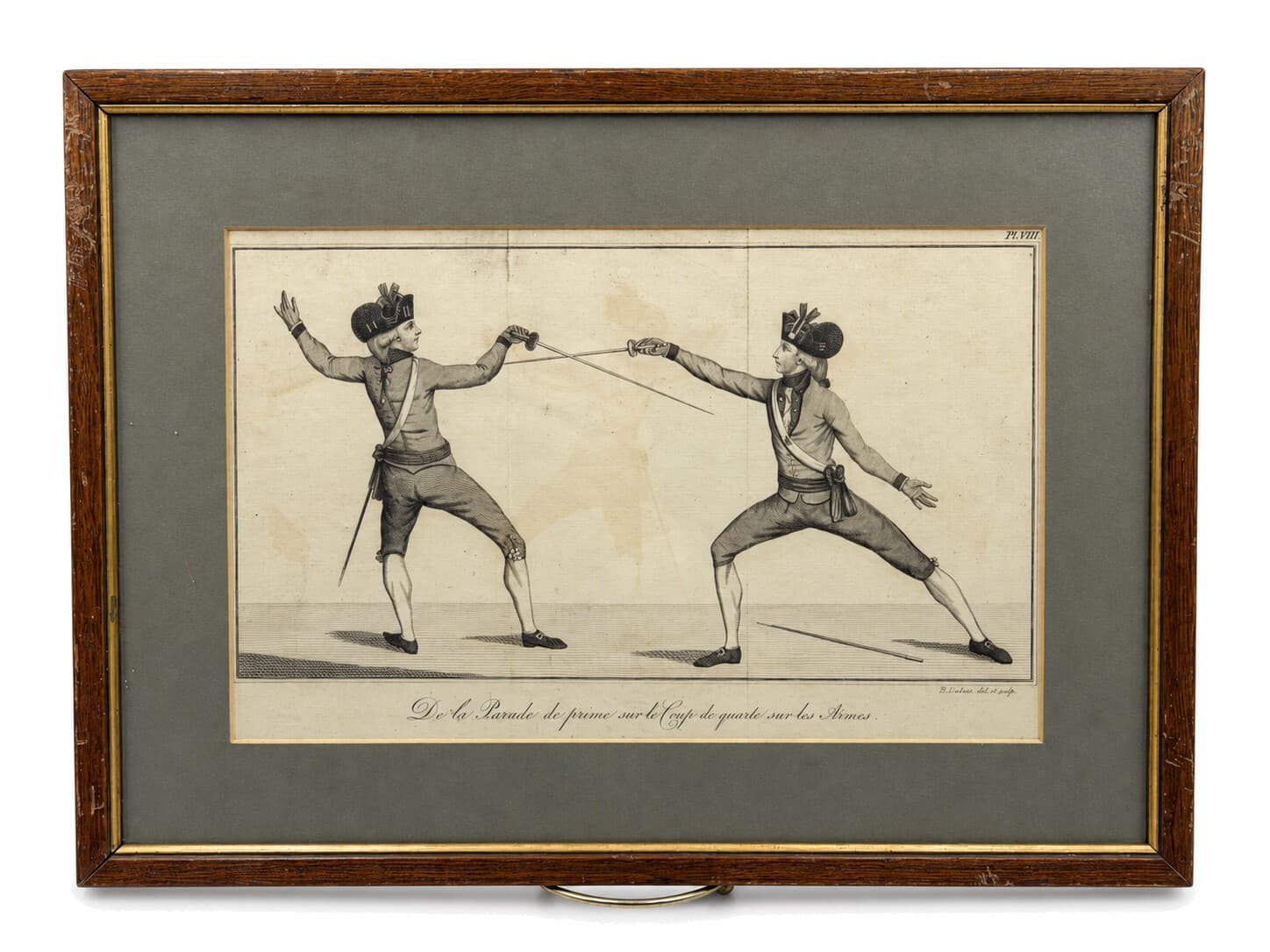 Set of 3 Framed 18th-C French Fencing Engravings, Antique Prints